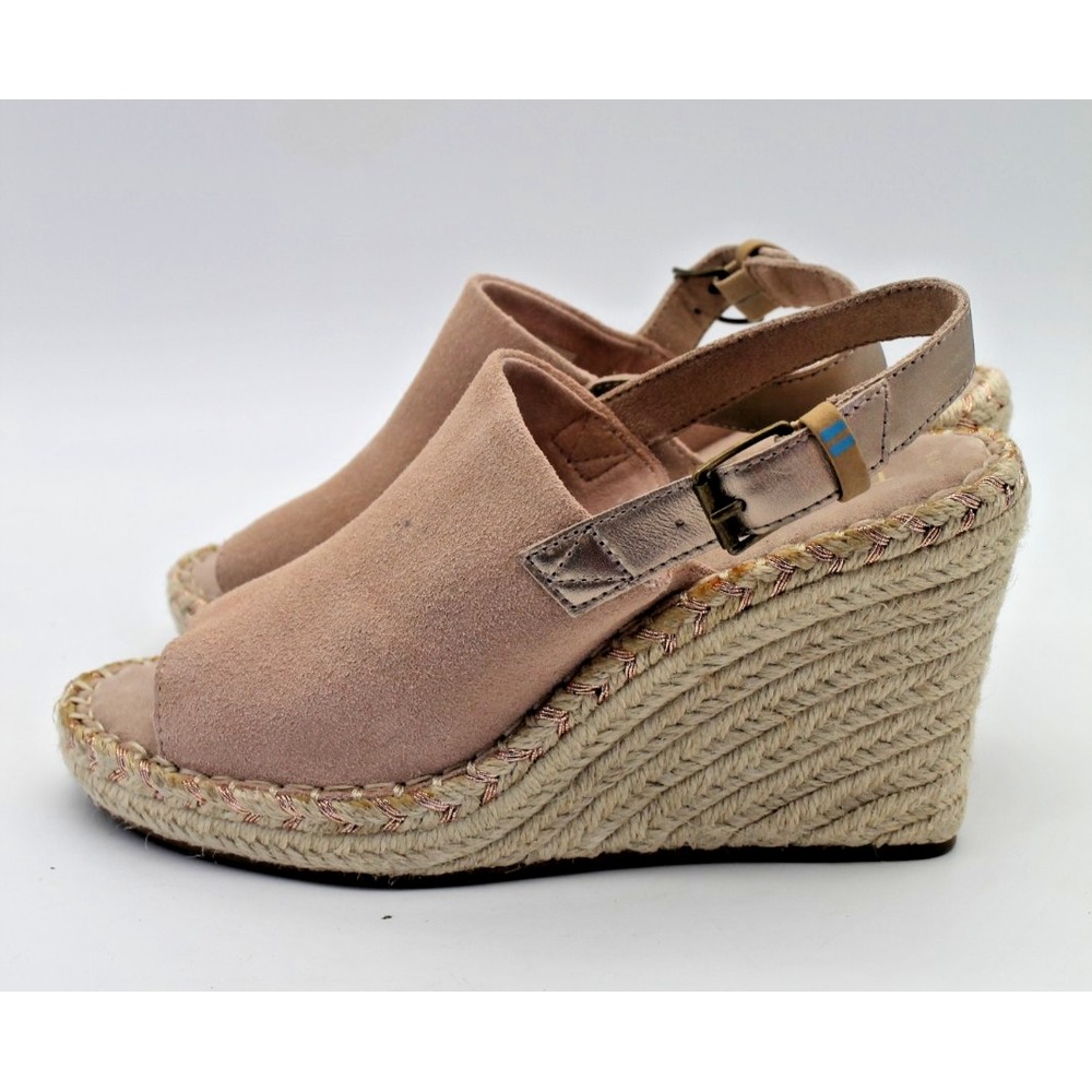 Toms Monica Suede Espadrille Wedge Platform Sandals Blush Pink 7.5 10015134 - Picture 5 of 13